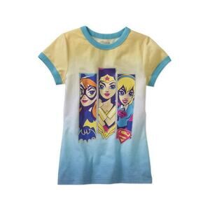 DC Comics Trio Batgirl Wonder Girl Supergirl Short Sleeve Crew Neck Top Size 7/8